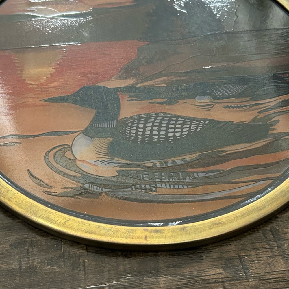 1 Pair Vtg Glassmasters The Loon Stained Glass Light Catcher Wall Hanging Copper - Picture 8 of 16